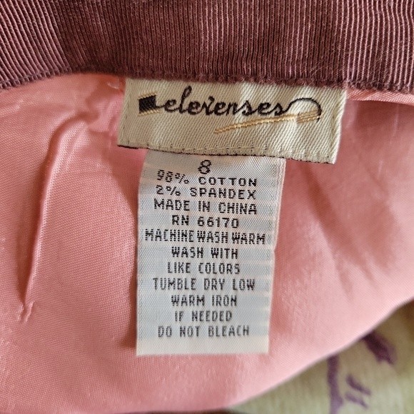 Elevenses by Anthro | Women's Green Pink Velvet Pencil Skirt - Size 8 - Flaw - Picture 8 of 8